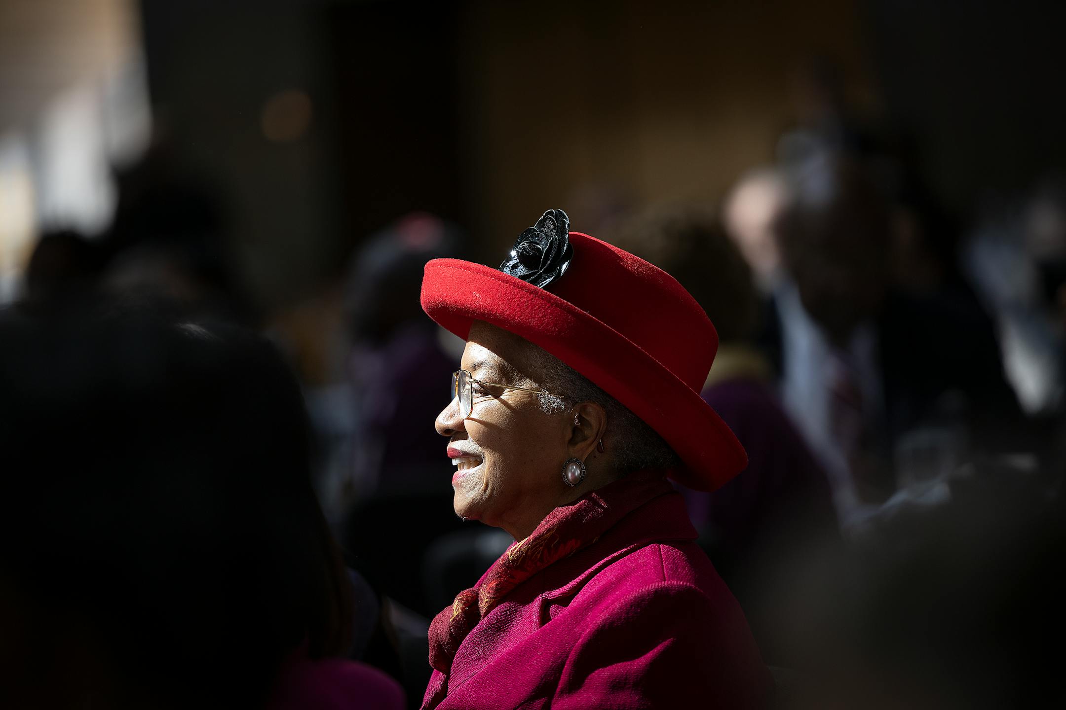 Dr. Reatha King celebrates Josie R. Johnson during a ceremony honoring Johnson.