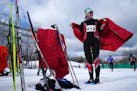 Duluth East senior Lydia Kraker waits to compete in the Girls Classic Interval Start race during the Minnesota High School Nordic Ski Racing Champions