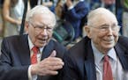 Berkshire Hathaway leaders Warren Buffett, left, and Charlie Munger met with reporters last Friday, a day before Berkshire Hathaway's annual sharehold