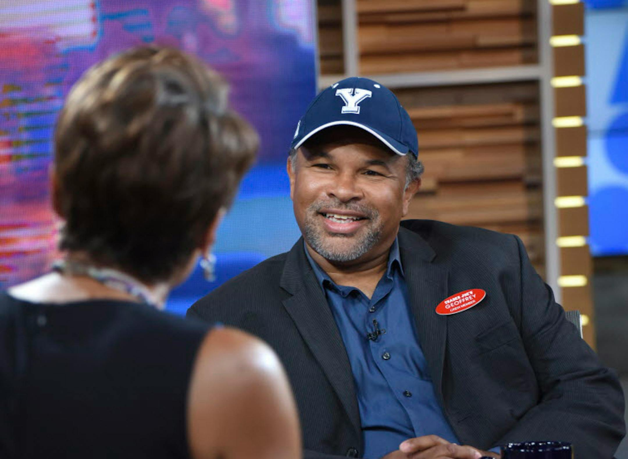 This image released by ABC shows co-host Robin Roberts, left, with "The Cosby Show" actor Geoffrey Owens during an interview on "Good Morning America," Tuesday, Sept. 4, 2018, in New York. Owens says he's thankful for the support he has received since photos of him working a regular job at a grocery store showed up on news sites. He said on ABC's "Good Morning America" that he did feel some people were trying to job shame him. But he stressed that "every job is worthwhile and valuable." (Paula L