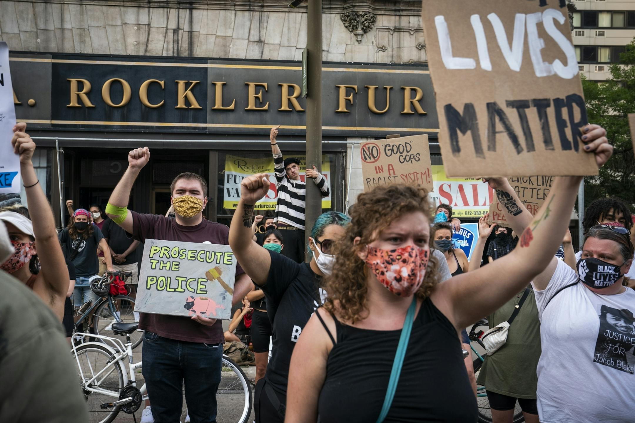 Protesters rallied downtown in front of the Minneapolis Police Department's First Precinct.
