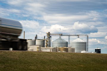 A tanker truck loaded with ethanol left Al-Corn Clean Fuel ethanol plant in Claremont, Minn., in April 2020. The EPA has refused to grant retroactive 