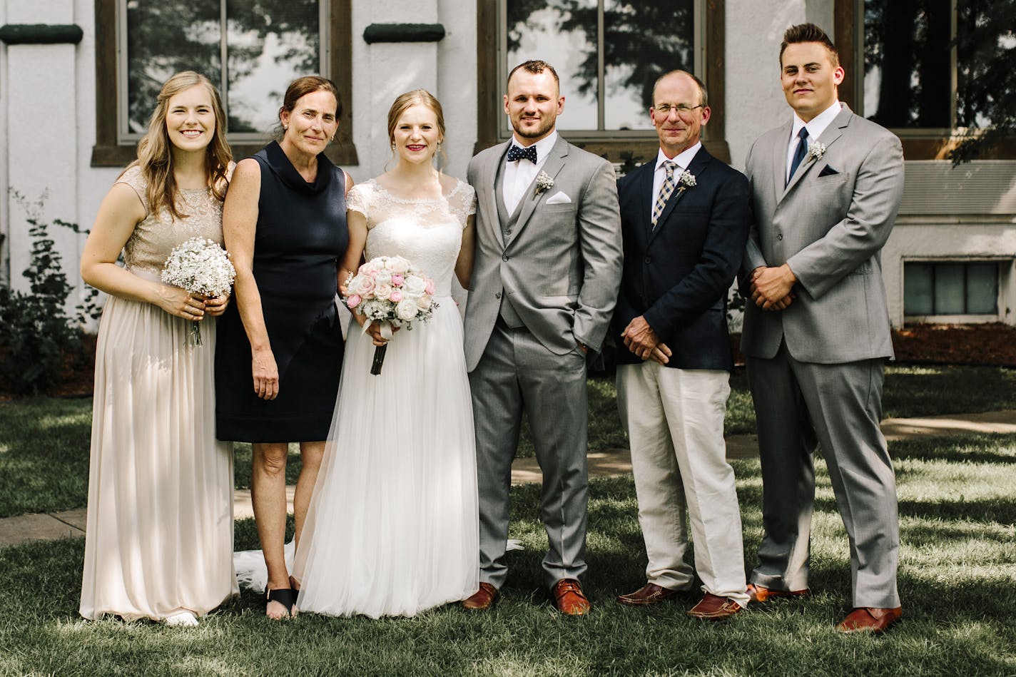 Stacy Erholtz, second from left, was treated five years ago with an experimental measles virus that killed the cancer in her bloodstream. &#xec;My initial hope when I first got diagnosed was to see my eldest of three [children] graduate from high school. I&#xed;ve now seen two graduate from high school, one wedding, another one in the works, and my son plays football for Bethel University," she said. Pictured here, left to right are Eleanor Erholtz, Stacy Erholtz, Claire Cole, Jeremy Cole, Mike