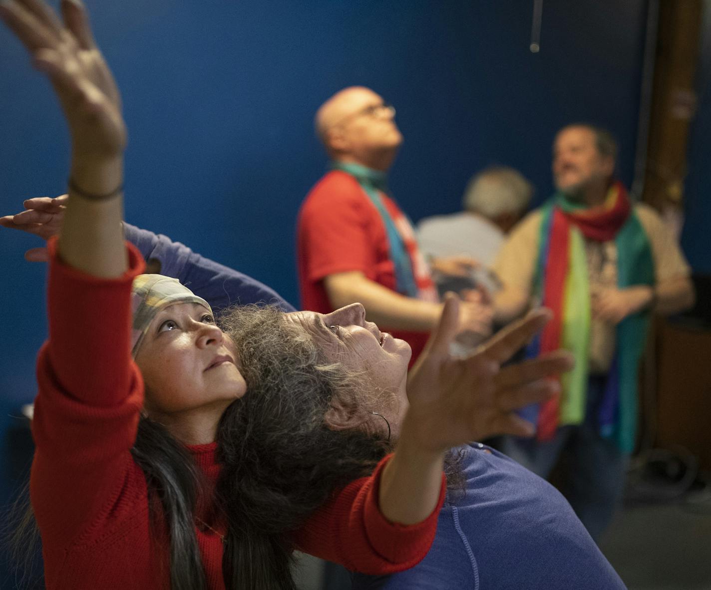 Sandy Agustin left and Esther Ouray acted out a scene as part of the cast of &#x201c;Hair&#x201d; during rehearses in a warehouse space Tuesday January 9, 2019 in St. Paul, MN.] Jerry Holt &#x2022; Jerry.holt@startribune.com