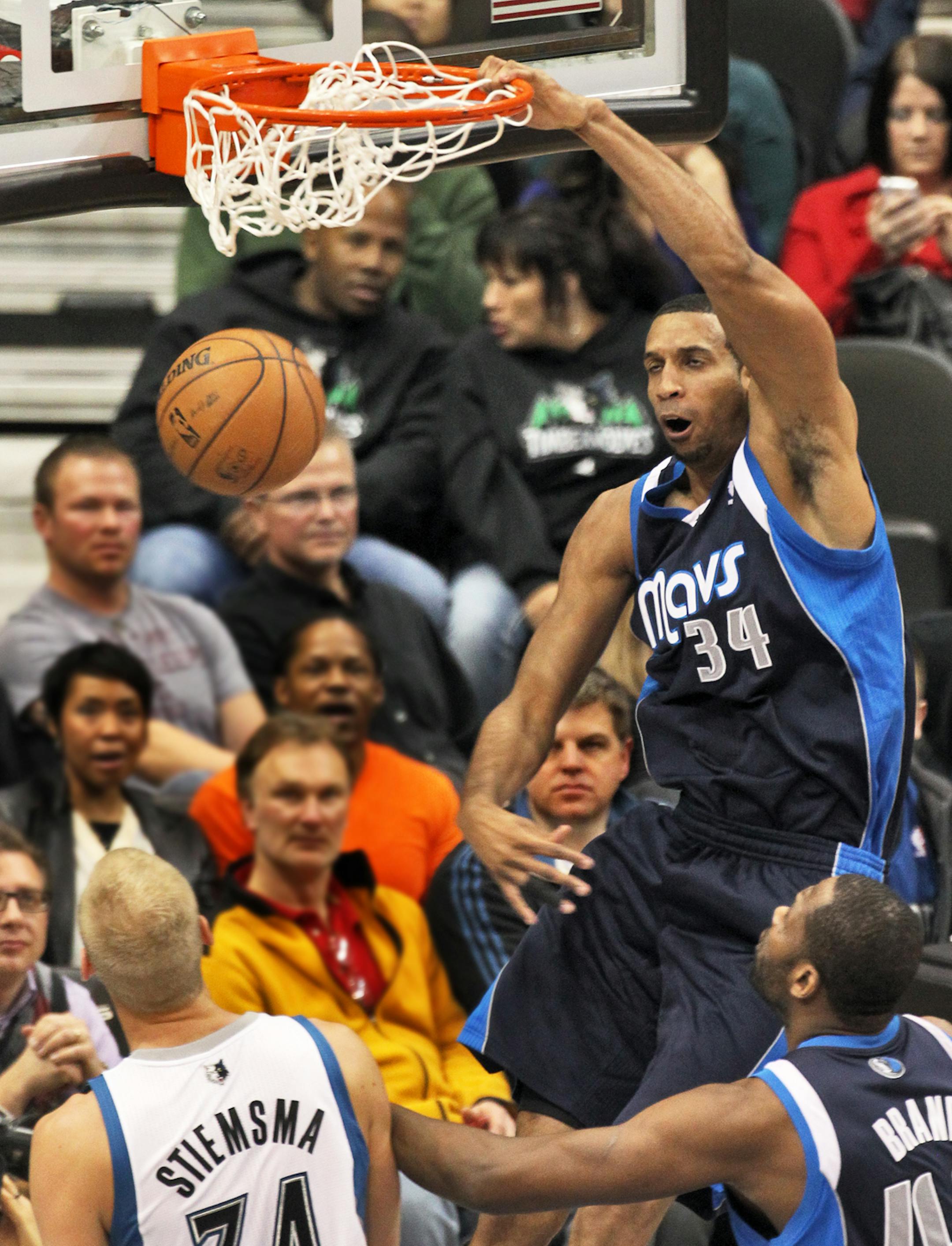 Minnesota Timberwolves vs. Dallas. Dallas' Brandan Wright slammed in two points. (MARLIN LEVISON/STARTRIBUNE(mlevison@startribune.com (cq -PROGRAM)