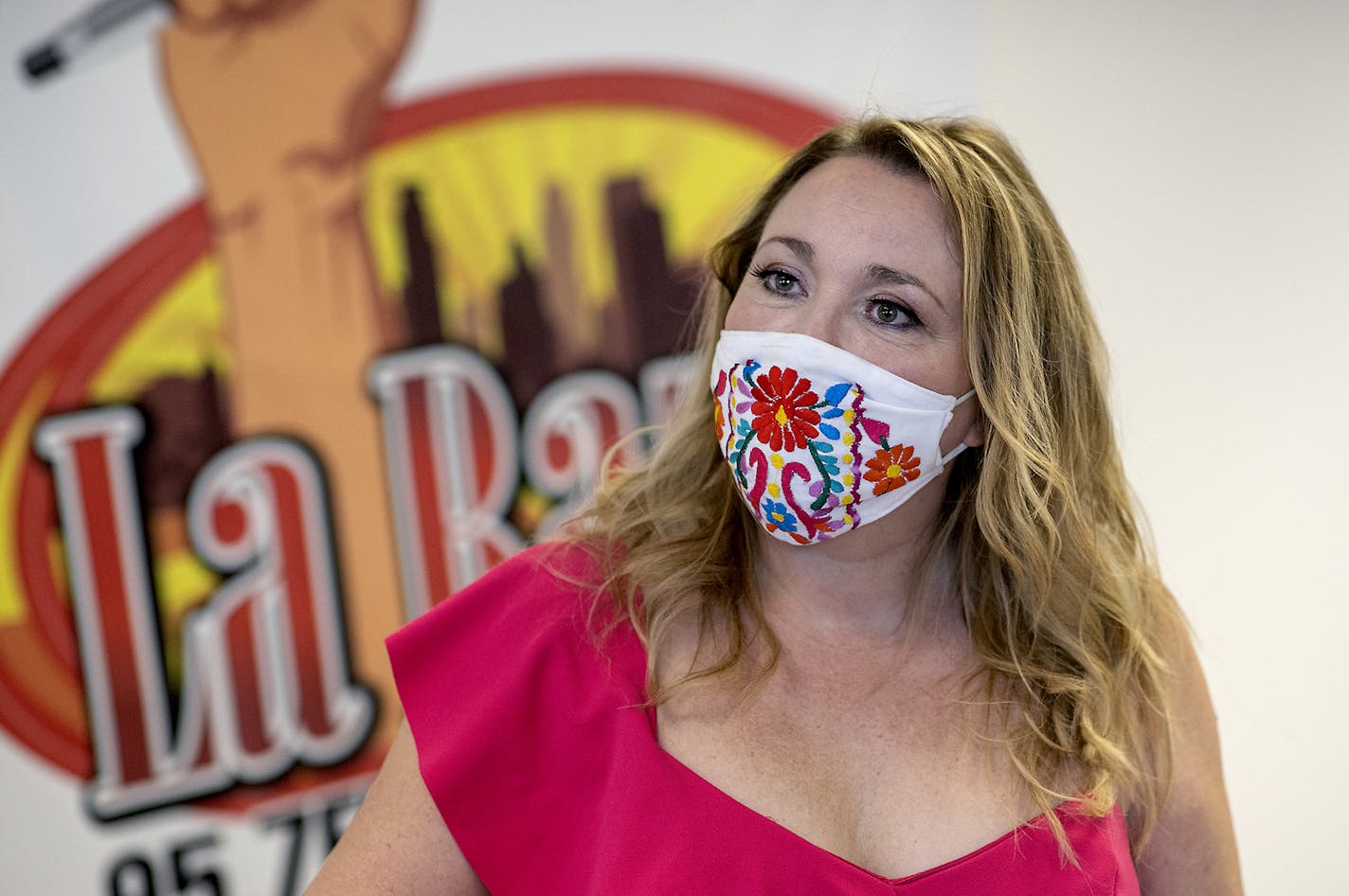 Maya Santamaria gave tours of the new space during the inaugural celebration of La Raza's new studios, Wednesday, September 17, 2020 in Richfield, MN. ] ELIZABETH FLORES • liz.flores@startribune.com