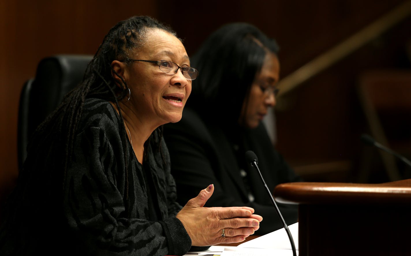 St. Paul Ramsey County Commissioner Toni Carter (left) testified at a public hearing at the State Capitol Office Building on Wednesday afternoon in St. Paul, MN on January 29, 2014. Representative Rena Moran is on the right. ] JOELKOYAMA&#x201a;&#xc4;&#xa2;jkoyama@startribune The debate over whether to conduct drug tests of welfare recipients has intensified, as county officials and conservatives lock horns over whether ex-felons should undergo the extra scrutiny to get cash benefits. Commission