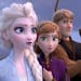 From left, Elsa, voiced by Idina Menzel, Anna, voiced by Kristen Bell, Kristoff, voiced by Jonathan Groff and Sven star in 'Frozen 2.'