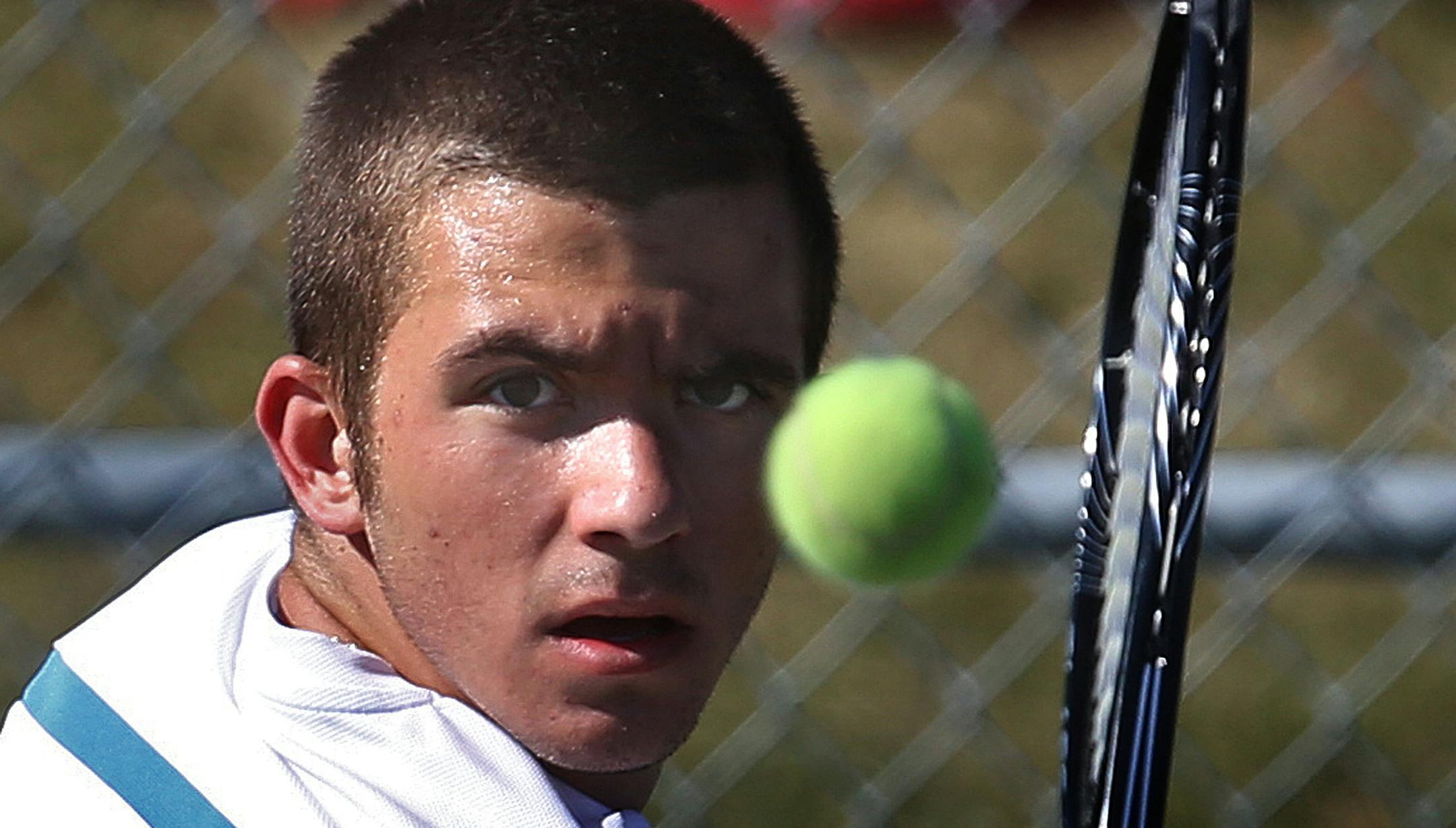 Bloomington Jefferson senior Tim Larson played in a match recently against Sean Kelly of Lakeville North. ] JIM GEHRZ ‚Ä¢ jgehrz@startribune.com / Bloomington, MN / April 10, 2014 /3:30 PM BACKGROUND INFORMATION: Bloomington Jefferson senior Tim Larson is ranked No. 8 among Class 2A tennis players in the state and is the only one who is a three-sport athlete. He chose a well-rounded athletic career rather than focus on one sport. Bloomington Jefferson hosted Lakeville North in a