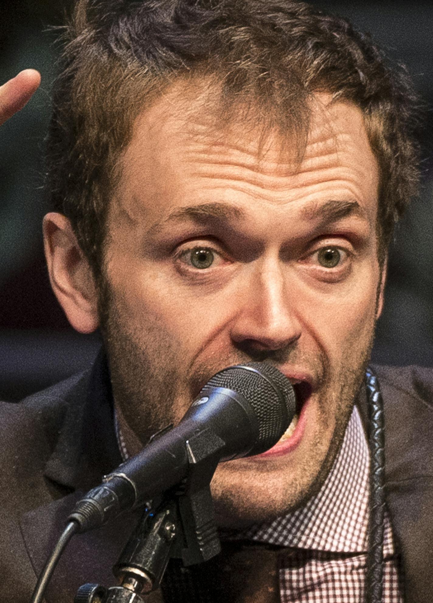 "A Prairie Home Companion" host Chris Thile performed a during Saturday night's show at the Fitzgerald Theater. ] (AARON LAVINSKY/STAR TRIBUNE) aaron.lavinsky@startribune.com We photograph "A Prairie Home Companion" as Garrison Keillor's named replacement, musician Chris Thile, hosts his first of two shows on Saturday, Jan. 30, 2016 at the Fitzgerald Theater in St. Paul, Minn. ORG XMIT: MIN1601302004182899