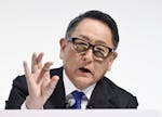 Toyota Chairman Akio Toyoda speaks during a news conference in Tokyo, Monday, June 3, 2024. Toyoda apologized Monday for massive cheating on certifica