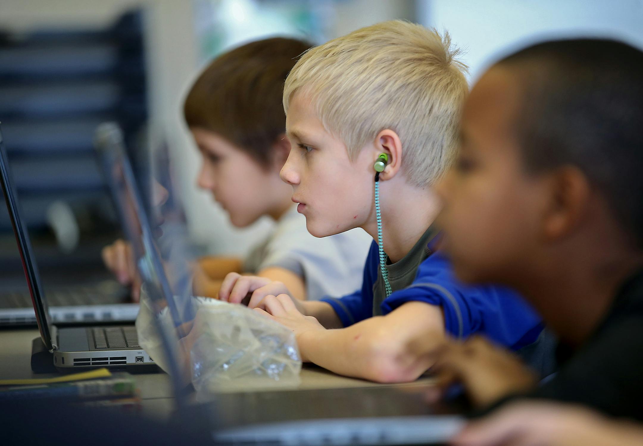 Students worked on coding skills during an "Hour of Code" at Robbinsdale's School of Engineering and Arts.