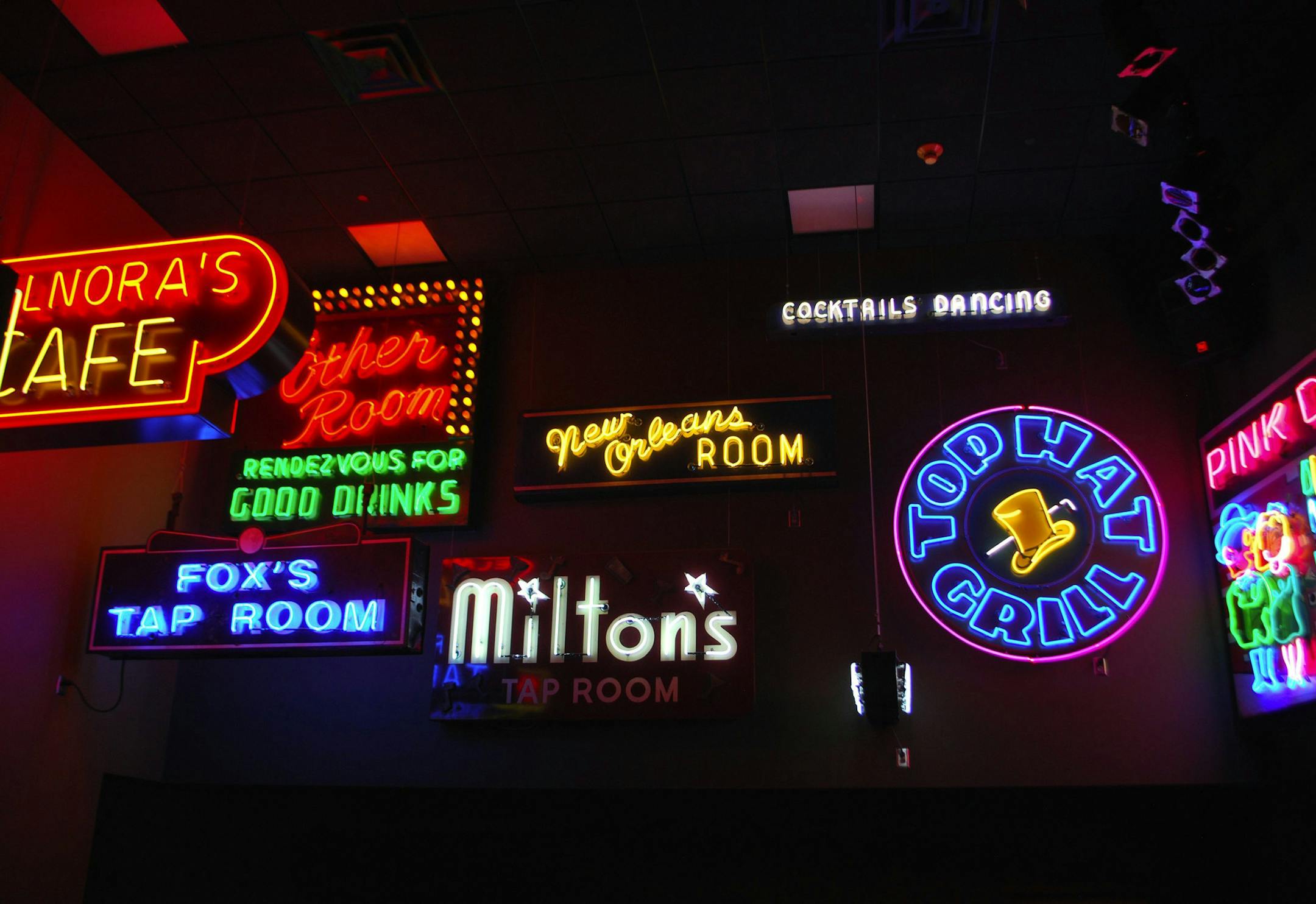 The American Jazz Museum, located in the historic 18th and Vine neighborhood, celebrates all things jazz. It includes rare films of early jazz stars and exhibits on jazz giants, as well as historic recordings, posters, photos and interviews. These neon signs in the museum reflect many famous jazz clubs from Kansas City's storied jazz past. (Mark Taylor/Chicago Tribune/TNS) ORG XMIT: 1179929