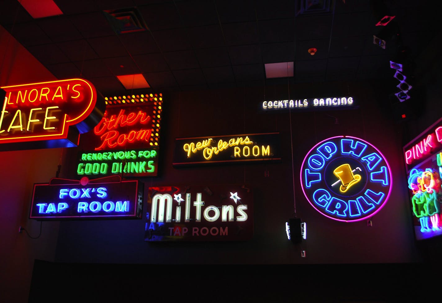 The American Jazz Museum, located in the historic 18th and Vine neighborhood, celebrates all things jazz. It includes rare films of early jazz stars and exhibits on jazz giants, as well as historic recordings, posters, photos and interviews. These neon signs in the museum reflect many famous jazz clubs from Kansas City's storied jazz past. (Mark Taylor/Chicago Tribune/TNS) ORG XMIT: 1179929