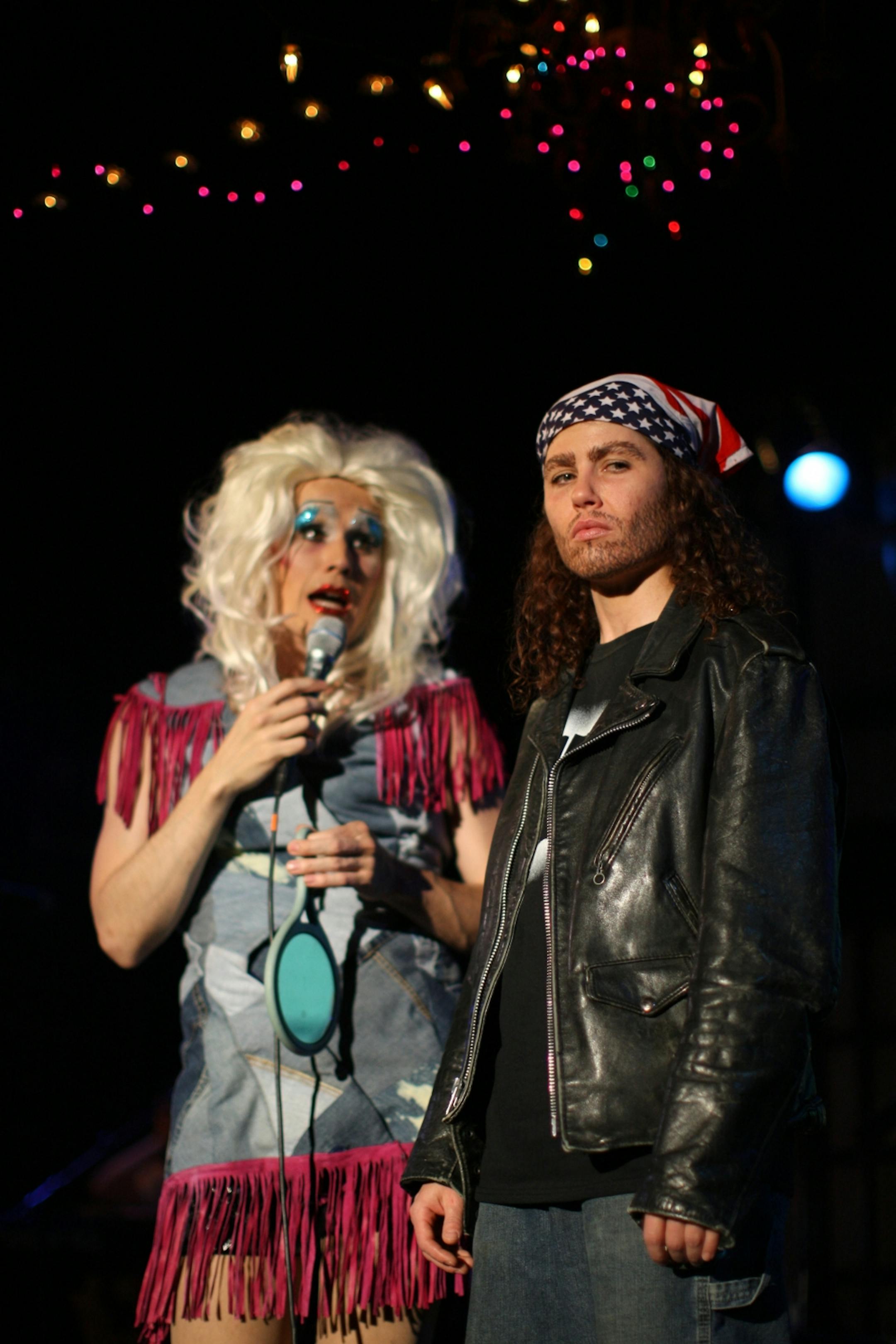 Jairus Abts, left, as Hedwig, and Ann Michels as Yitzhak in a scene from "Hedwig and the Angry Inch" during a run through Friday night at the Jungle Theater.