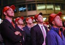 Trump supporters, mostly from Mankato, watched President Donald Trump's speech in the plaza outside of the Mayo Civic Center Thursday.