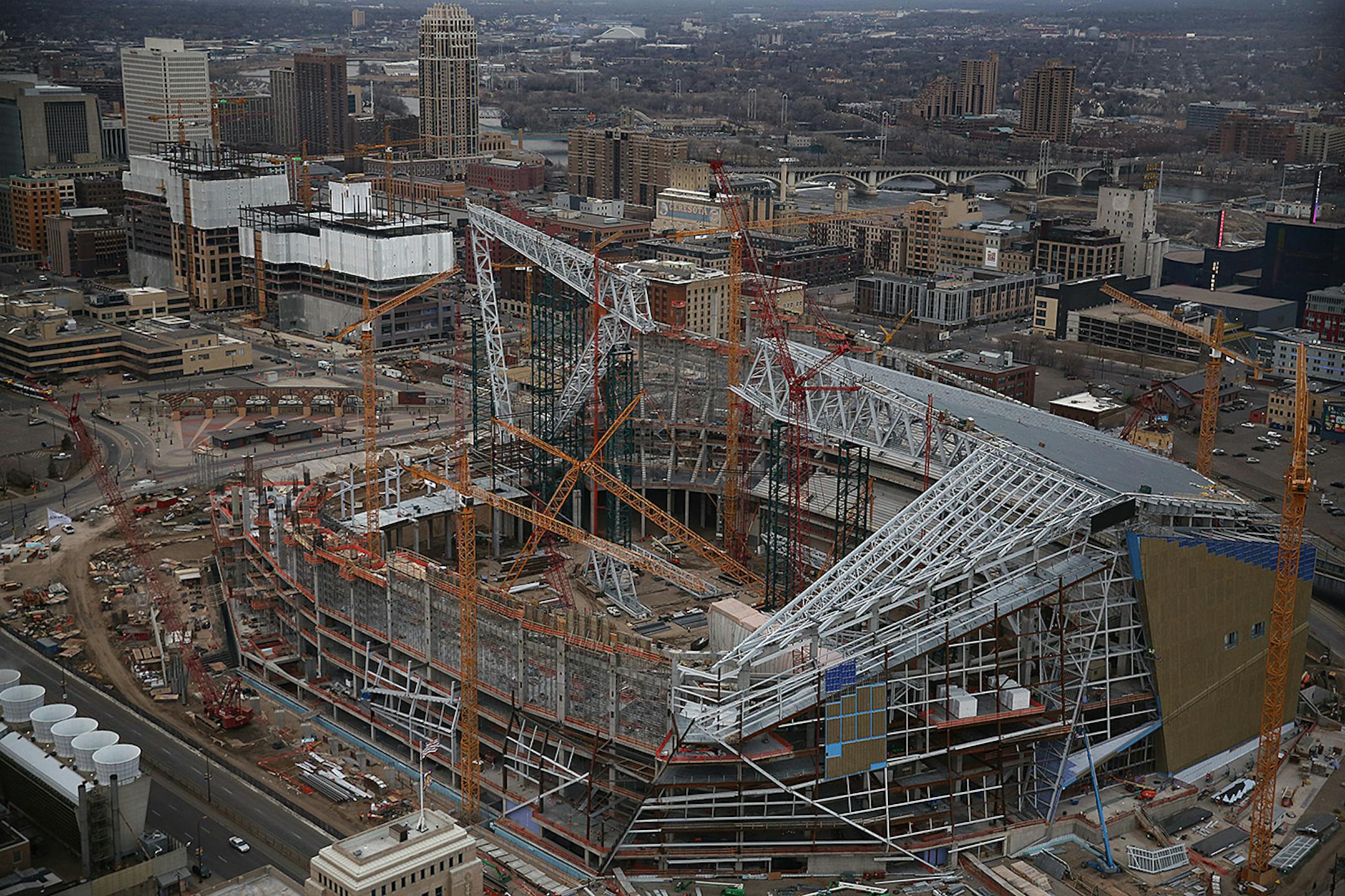 Work continues on the new Vikings Stadium in downtown Minneapolis.