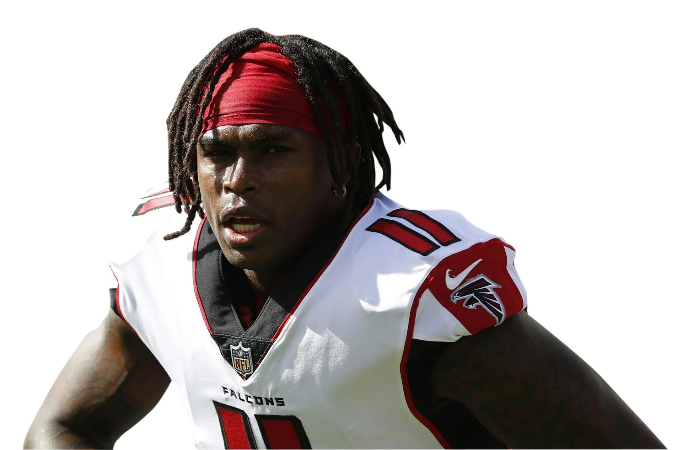 Atlanta Falcons wide receiver Julio Jones (11) before an NFL football game against the Tampa Bay Buccaneers Sunday, Dec. 30, 2018, in Tampa, Fla. (AP Photo/Mark LoMoglio) ORG XMIT: TPS