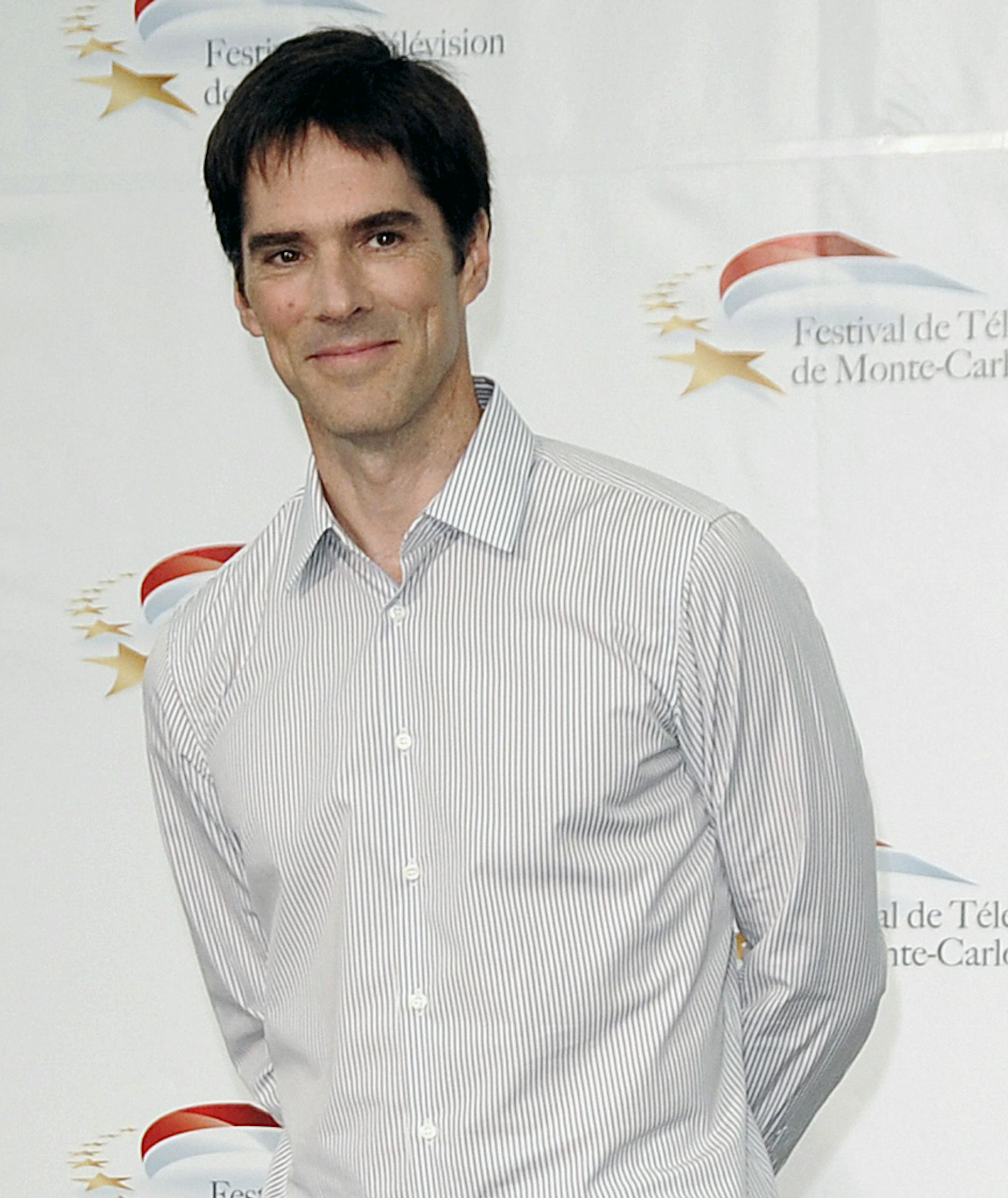 FILE- In this June 8, 2011, file photo, actor Thomas Gibson attends the 51st Monaco Television Festival in Monte Carlo, Monaco. Gibson has been dismissed from the long-running CBS drama ìCriminal Minds.î ABC Studios and CBS Television Studios, which produce the series, made the announcement Friday, Aug. 12, 2016, with no further details. (AP Photo/Christian Alminana, File)
