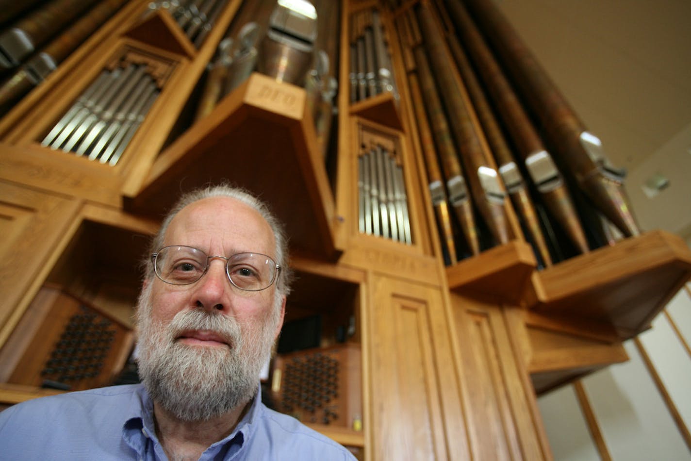 Michael Barone, host of "Pipedreams," at Wooddale Church in Eden Prairie.