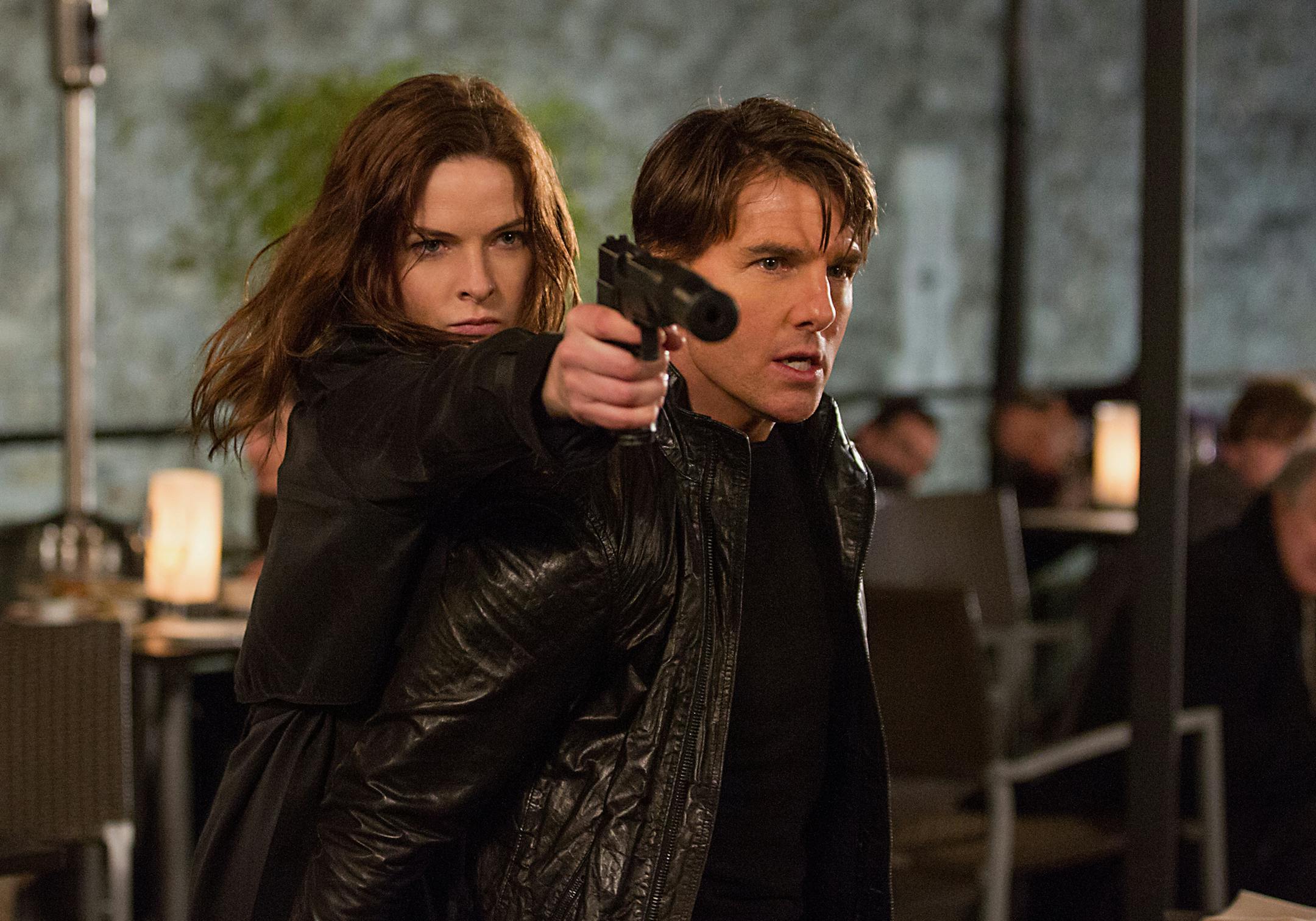 In this image released by Paramount Pictures, Rebecca Ferguson, left, and Tom Cruise appear in a scene from "Mission: Impossible - Rogue Nation." (Chiabella James/Paramount Pictures and Skydance Productions via AP)