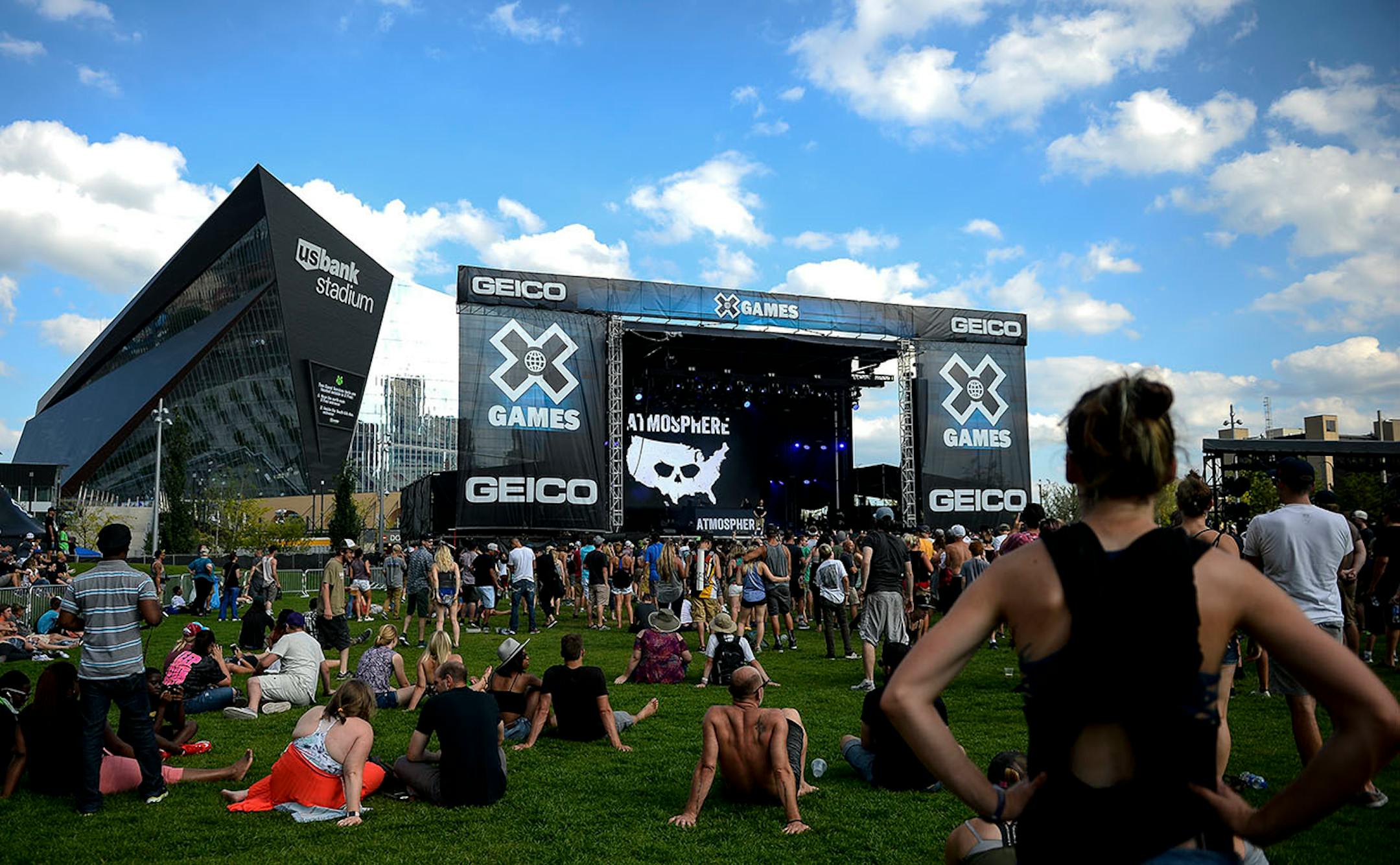Atmosphere performed outside US Bank Stadium at the Commons Sunday evening.