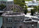 A bird eye view shows the upper portion of Atomic Dome, former Hiroshima Commerce Exhibition Hall, Tuesday, July 26, 2005. Hiroshima will mark the 60t