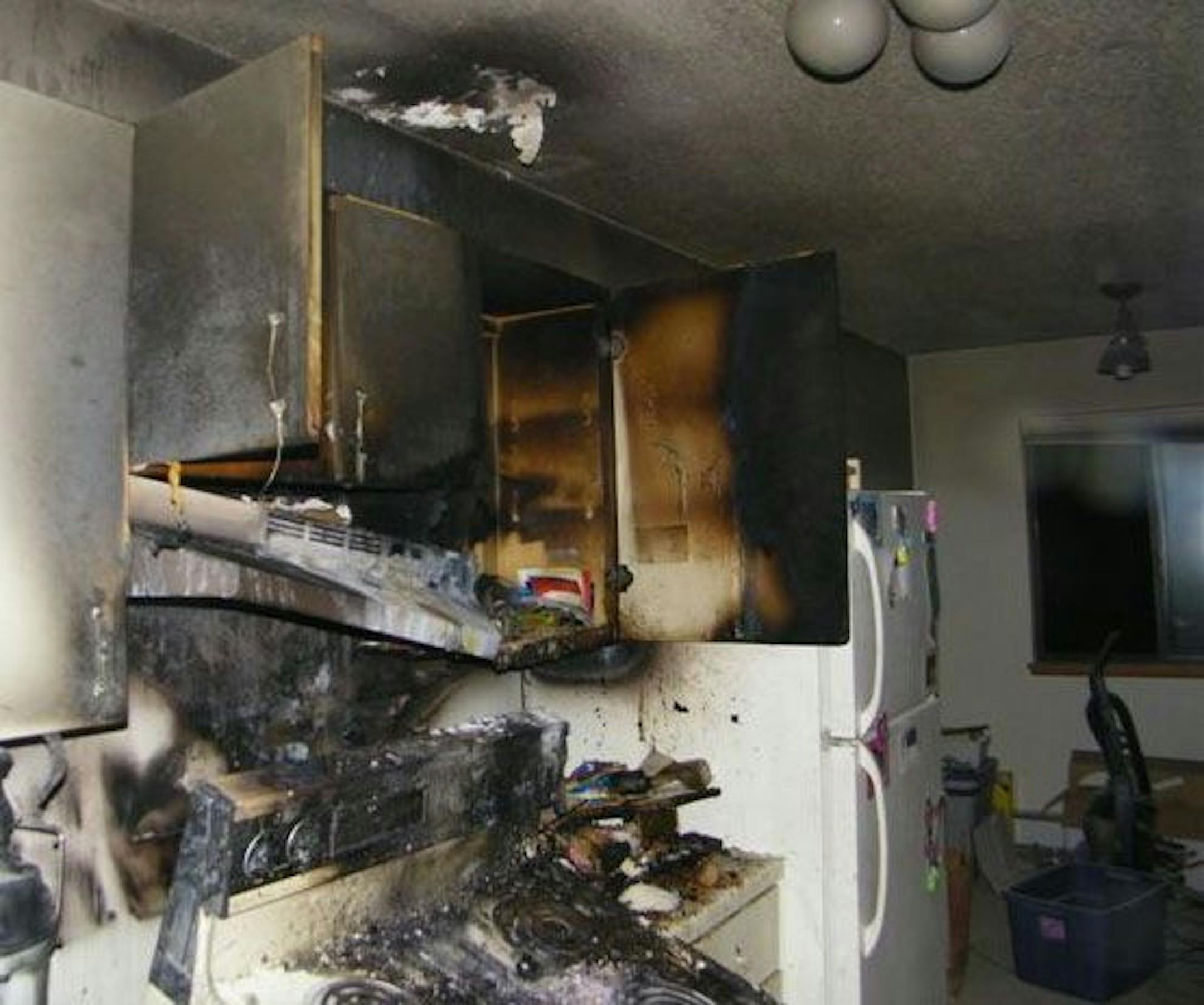 An early-morning fire on July 29 damaged a kitchen in an Edina apartment after a resident began cooking rice and apparently fell asleep. Kitchen fires are the top cause of residential fires in Minnesota and the U.S. Photo: Edina Fire Department