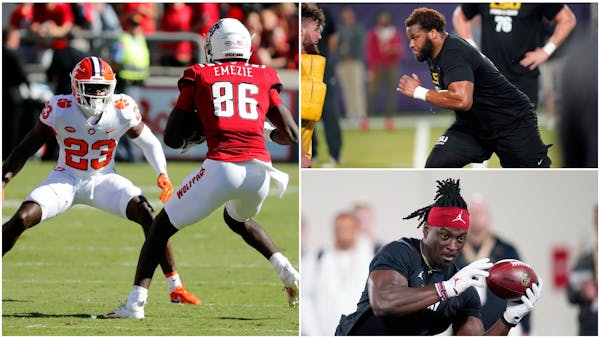 After some draft maneuvering on Day 2, the Vikings selected (clockwise from left) Clemson cornerback Andrew Booth Jr., LSU offensive lineman Ed Ingram