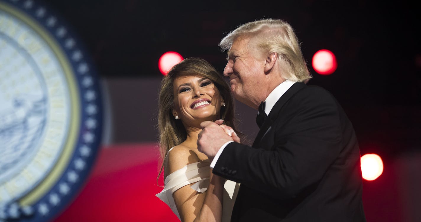 FILE -- President Donald Trump dances with first lady Melania Trump at the Freedom Ball after his inauguration in Washington, Jan. 20, 2017. New details of spending on Trump&#x2019;s inaugural two years ago show that it roughly doubled that of his immediate predecessors. (Doug Mills/The New York Times)