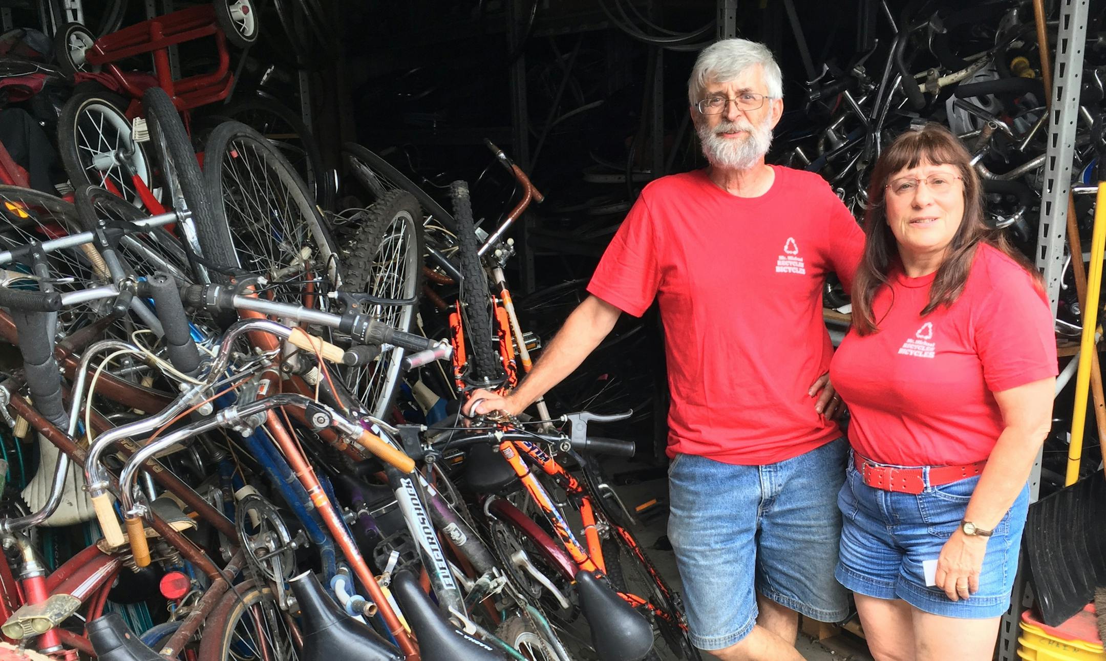 From a single bicycle saved from scrap, Michael and Benita Warns now oversee 10 garages with donated bikes and parts.