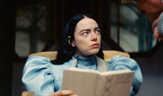 Emma Stone plays a young Victorian woman who is revived by a Frankenstein-ish scientist in “Poor Things.” 