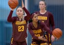 Gophers guard Katie Borowicz (23) filled the stat sheet on Sunday against Liberty.