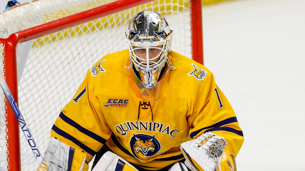Quinnipiac’s Yaniv Perets leads the nation with 32 wins, a 1.46 goals against average and 10 shutouts.