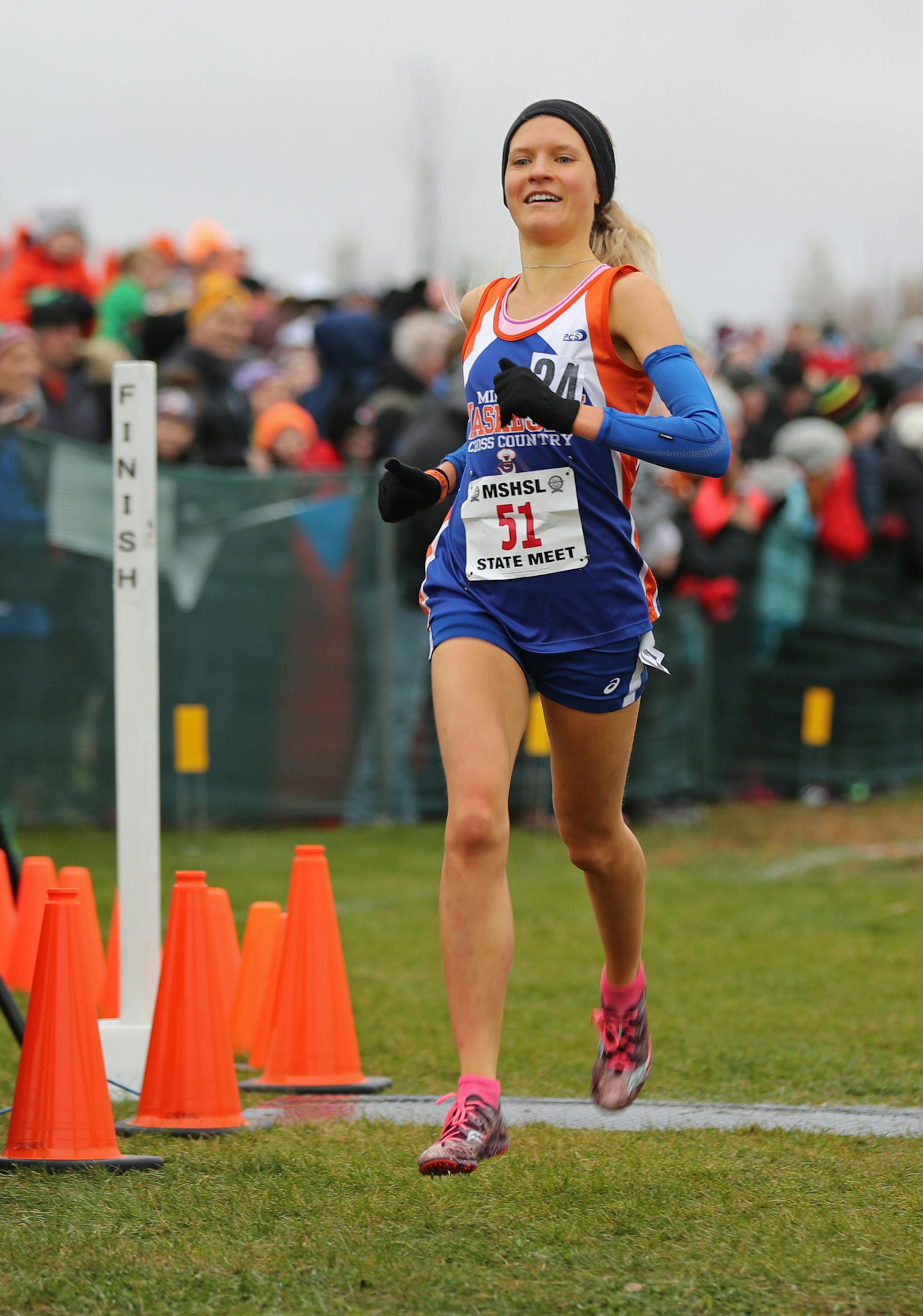 Emily Covert, a junior from Washburn High School won the girls' 2A cross country race. ] Shari L. Gross ï shari.gross@startribune.com Minnesota State High School cross country meet at St. Olaf College in Northfield, Minn., on Saturday, November 4, 2017.