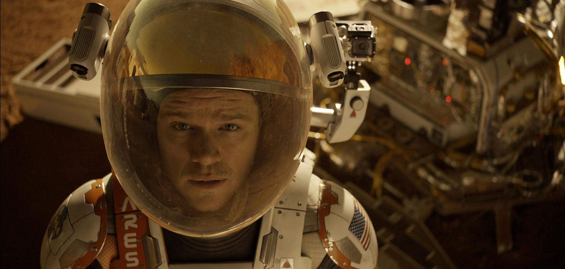 Astronaut Mark Watney (Matt Damon) finds himself stranded and alone on Mars, in THE MARTIAN.