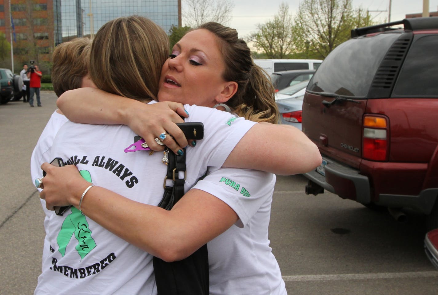 Supporters of Kira Steger left the Ramsey County Law Enforcement Center building in St. Paul after a hearing on Wednesday morning.