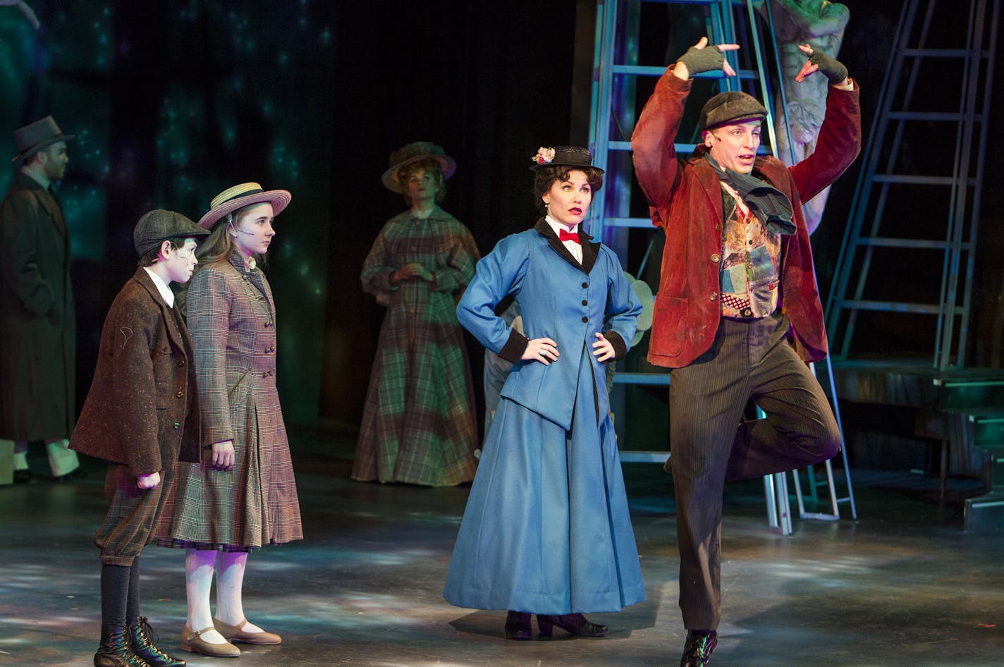 Ann Michels portrays the title character in "Mary Poppins" during dress rehearsal at Chanhassen Dinner Theatres February 26, 2015. (Courtney Perry/Special to the Star Tribune)