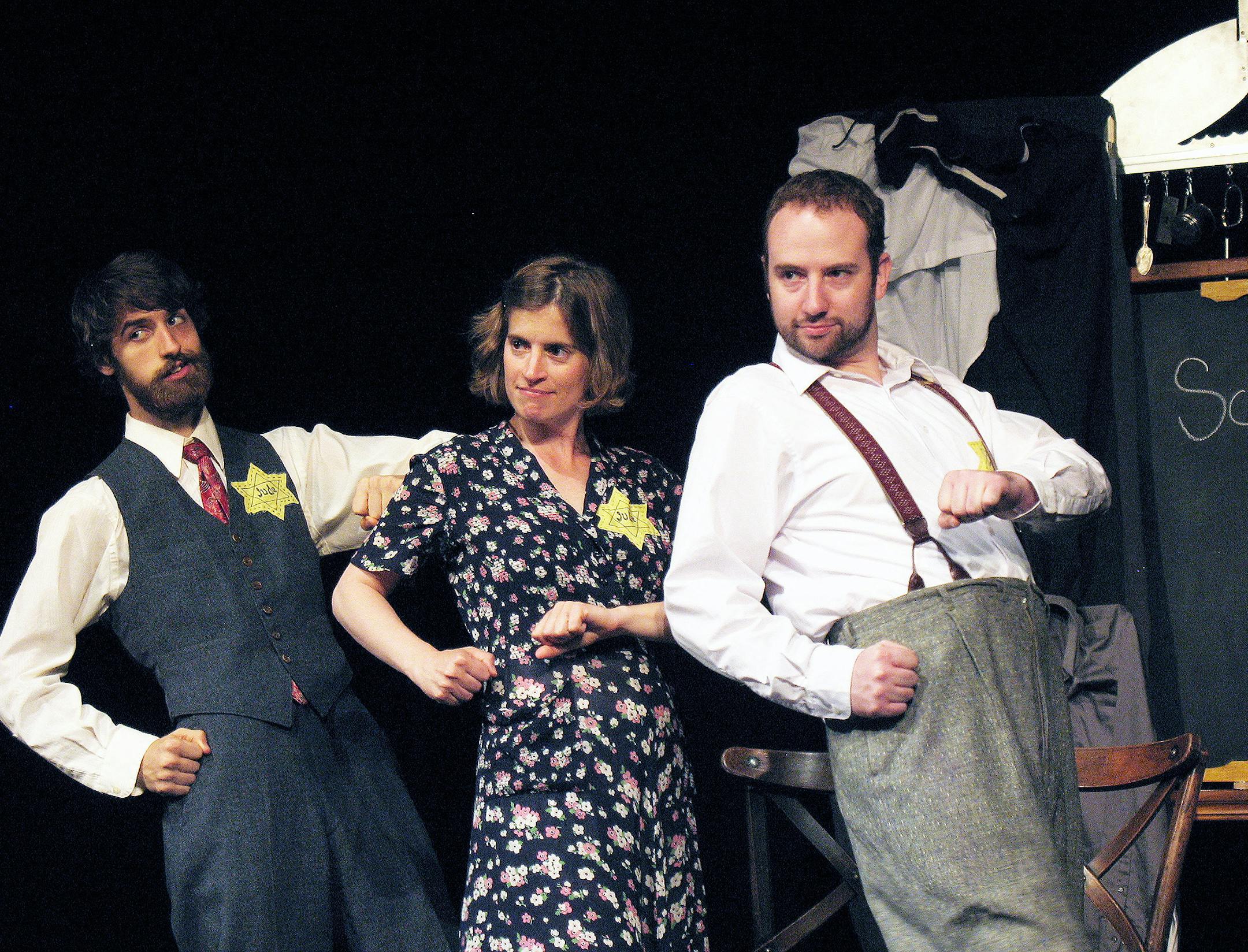 Skyler Nowinski, Elise Langer, and Ryan Lindberg in "Why We Laugh." Photo by Irve Dell.