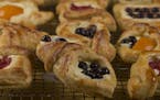Danish pastries with lemon cream cheese filling and summer fruit.