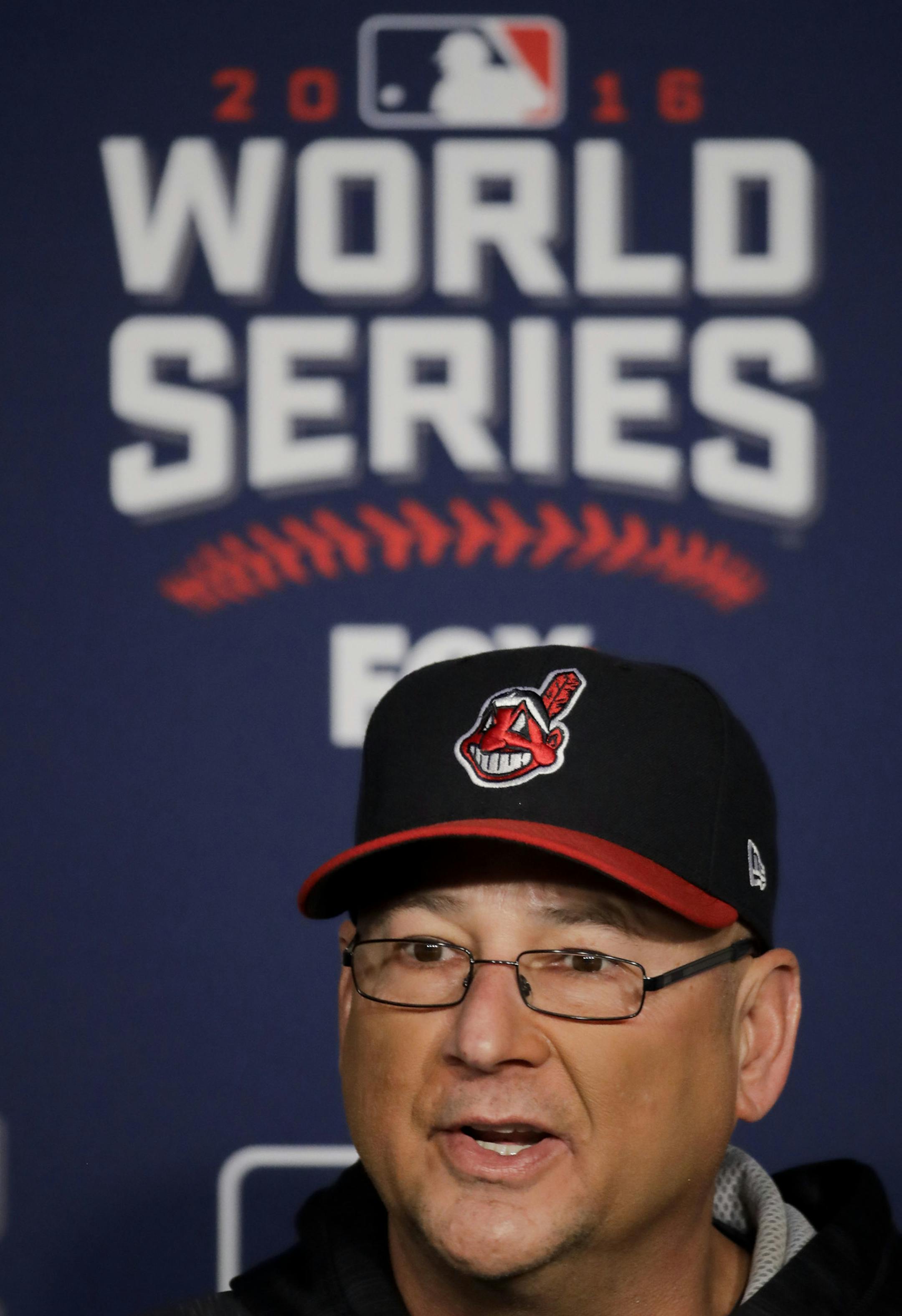 Cleveland Indians manager Terry Francona talks during a news conference for baseball's upcoming World Series against the Chicago Cubs on Monday, Oct. 24, 2016 in Cleveland. (AP Photo/Charlie Riedel)