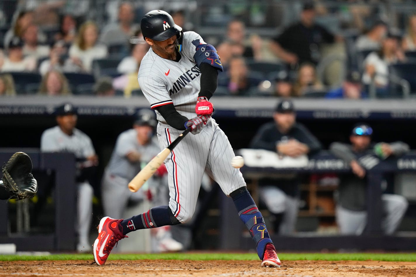 Carlos Correa hit a home run Friday night against the Yankees during the sixth inning