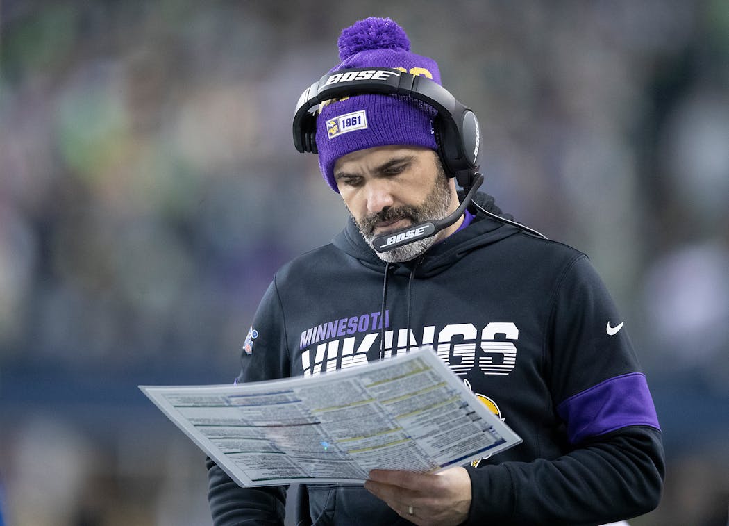 Kevin Stefanski, then the Vikings’ offensive coordinator, during the 2019 season. 