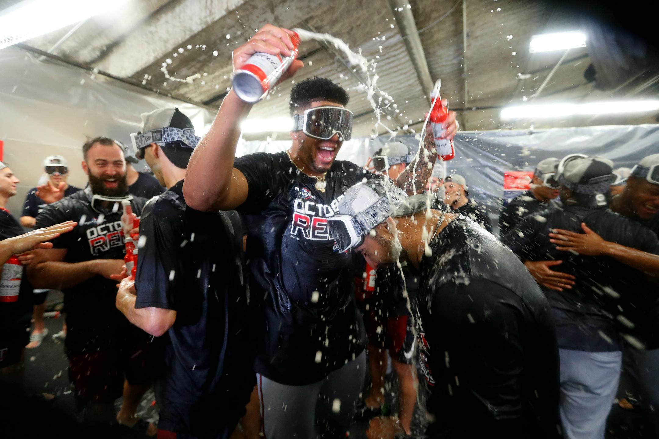 The Twins celebrate after clinching the AL Central on Wednesday