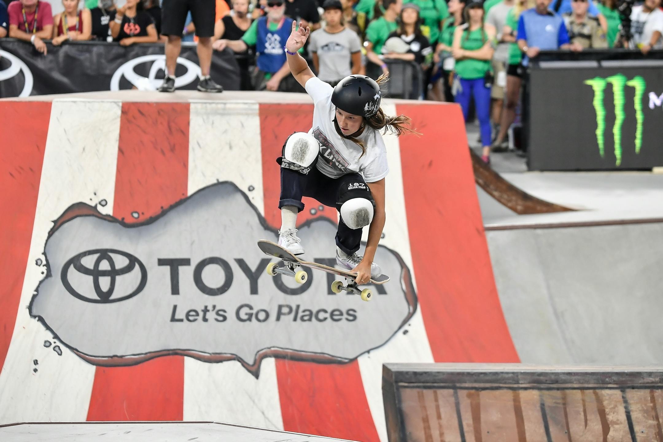 Nicole Hause launched out off a ramp as she competed in the X Games women's park competition Saturday night.