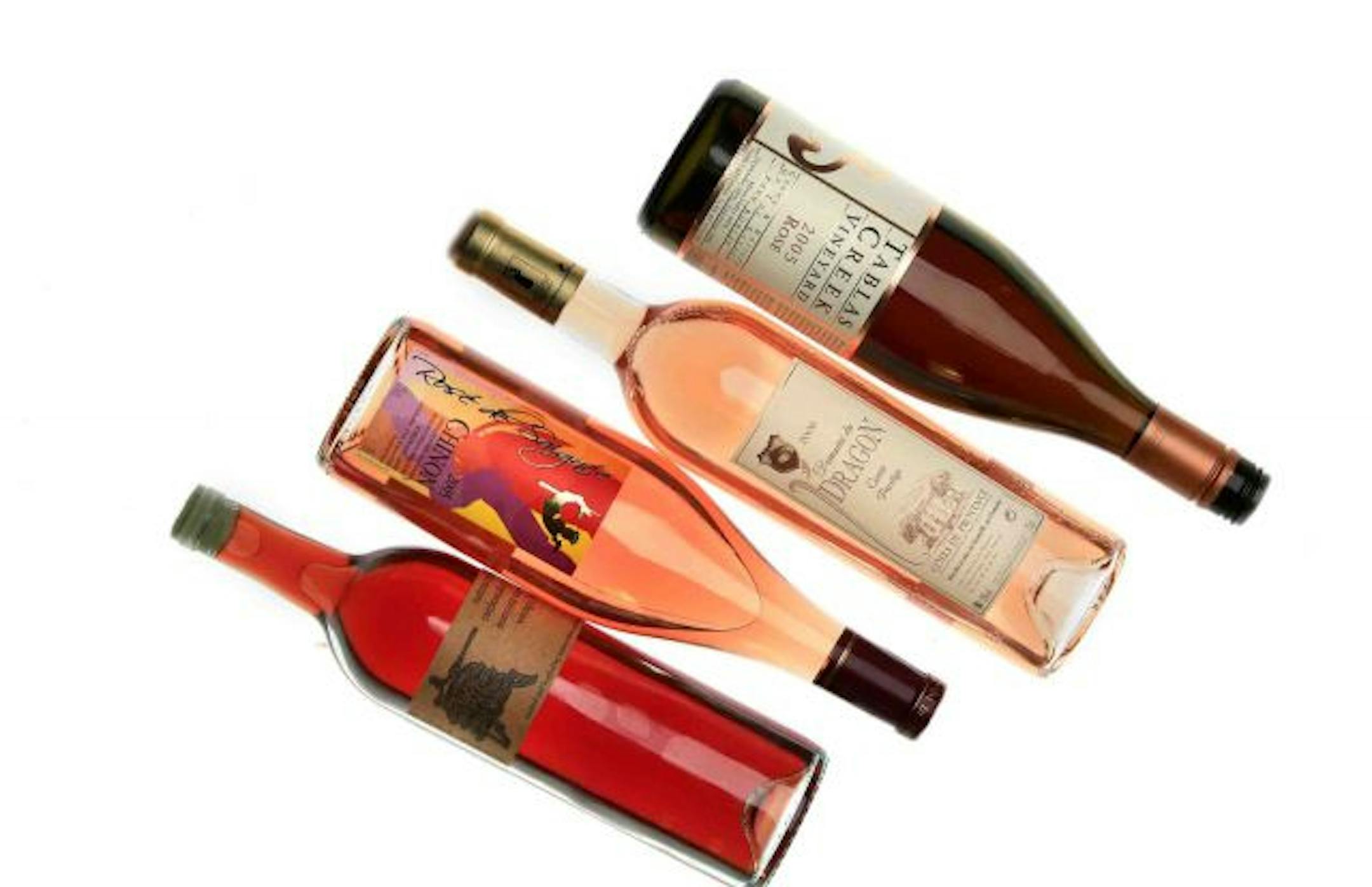 Top right to bottom left: Tablas Creek, Domaine du Dragon, Chinon and Sutton Cellars Rattlesnake.