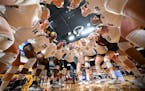 The Minnesota Gophers celebrated their 3-0 sweep against Fairfield in the first round of the NCAA tournament Friday night. ] Aaron Lavinsky • aaron.