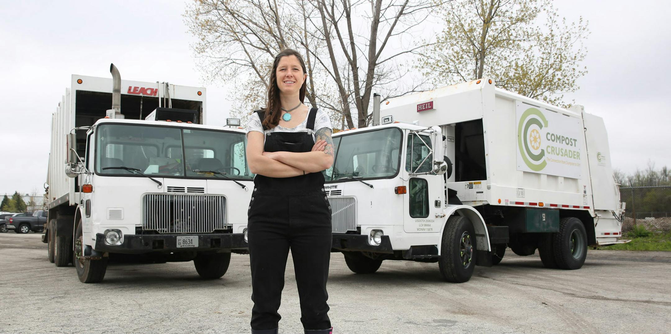 Melissa Tashjian has a small business that collects food scraps and other organic waste at restaurants, schools and hospitals and hauls them to a farm in Racine County where they are turned into compost. (Mike De Sisti/Milwaukee Journal Sentinel/TNS) ORG XMIT: 1185396