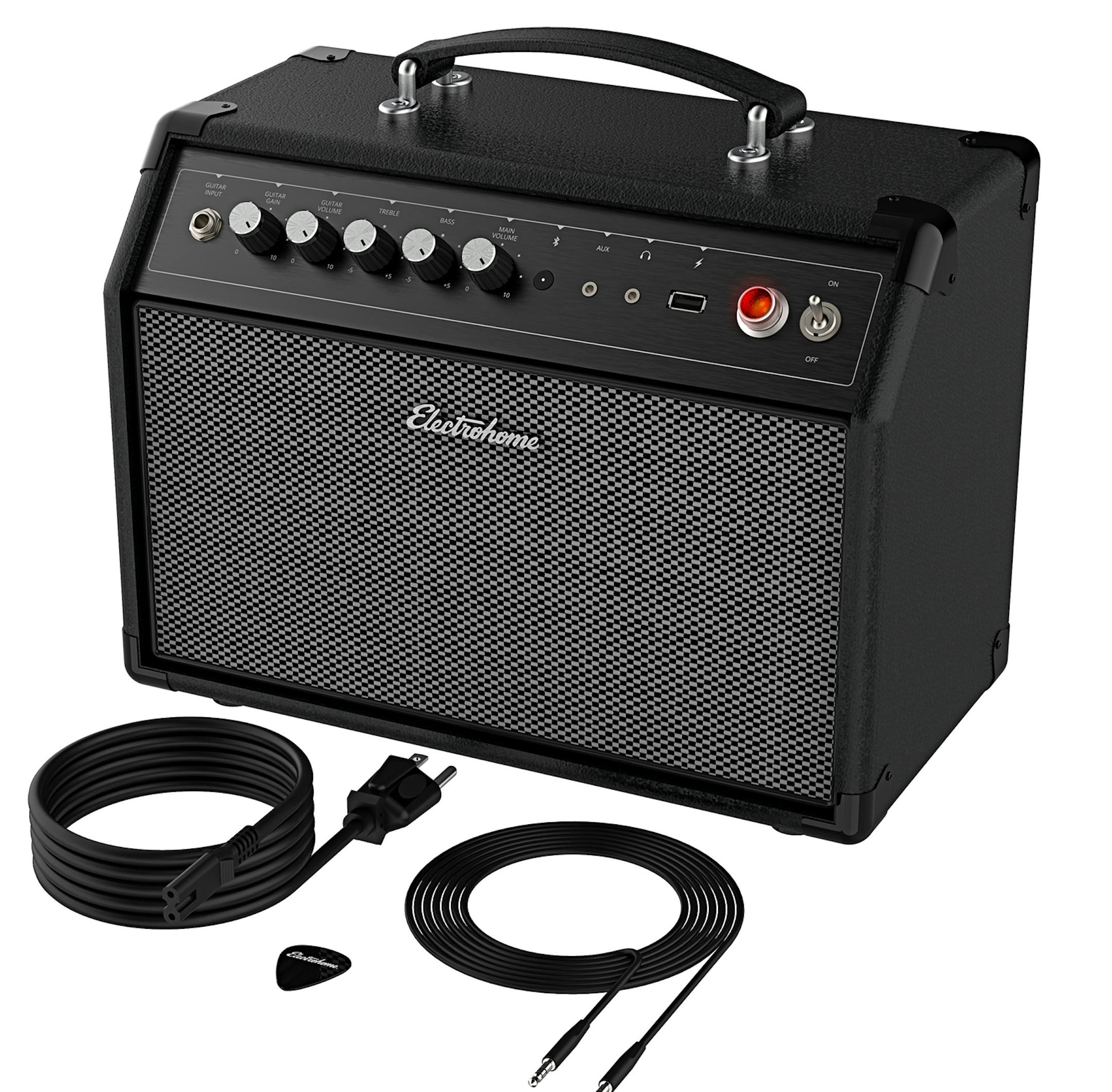 Electrohome Birmingham's retro Bluetooth speaker is handcrafted from engineered MDF wood with a carrying handle built into the top.