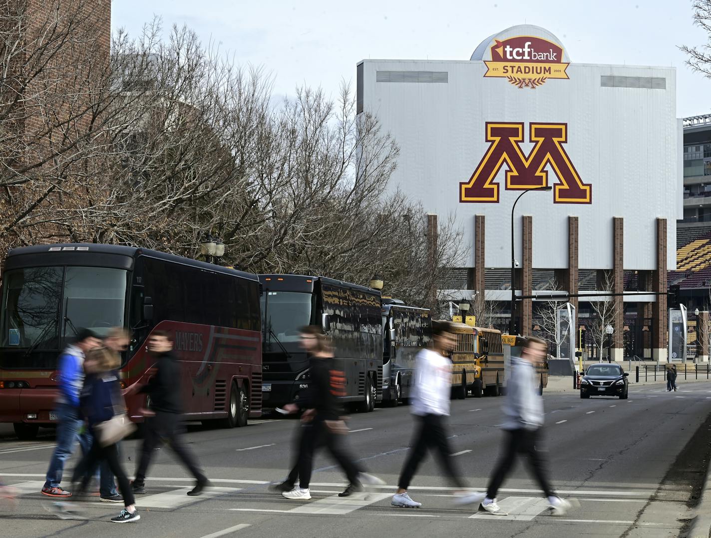 High school basketball fans went to and from Williams Arena and the Maturi Pavilion Wednesday afternoon during the girls high school state basketball tournament. ] Aaron Lavinsky &#x2022; aaron.lavinsky@startribune.com Wednesday, March 11, 2020 at Maturi Pavilion in Minneapolis, Minn..